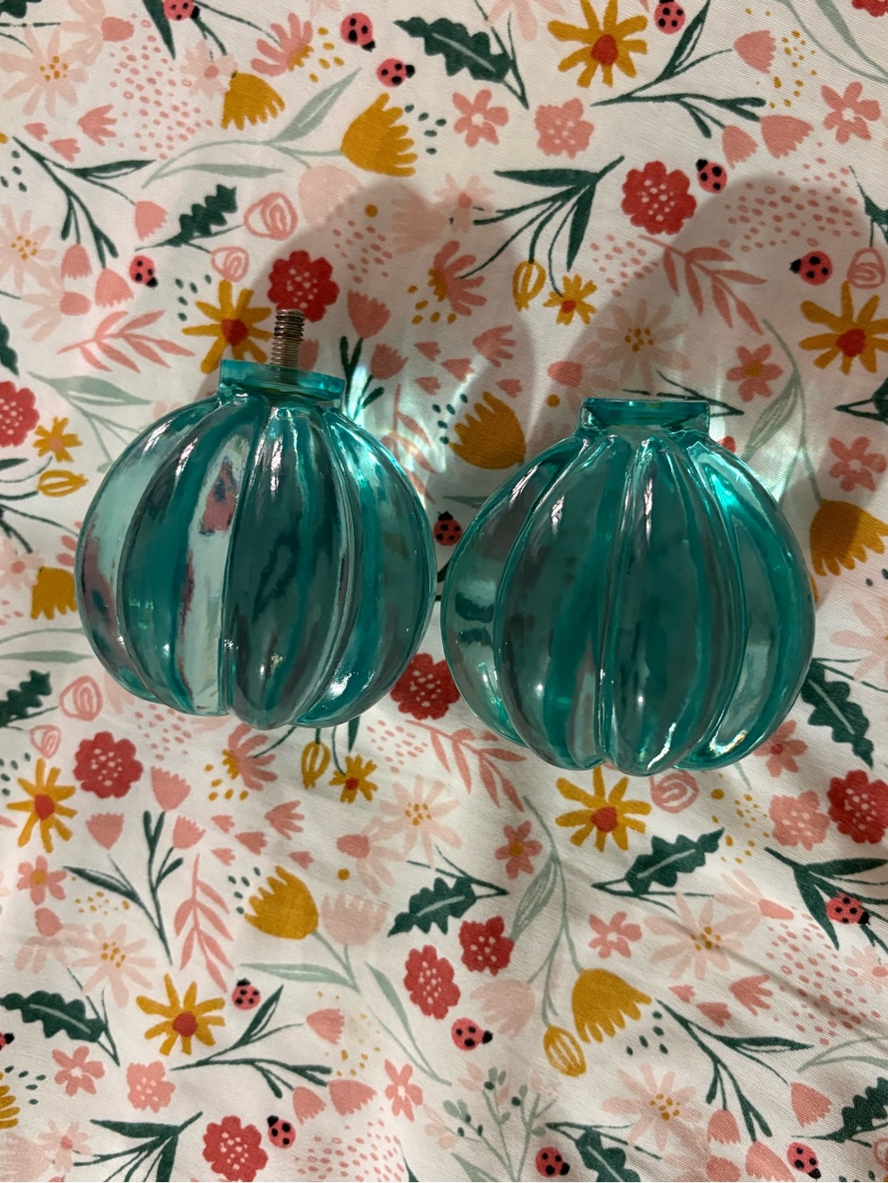 PBteen Teal Curtain Rod finials 2 included flaws listed 🩵🩵🩵